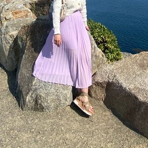 H&M Light Purple Pleated Midi Skirt
